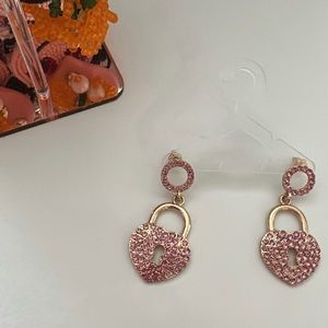Pink locket earrings